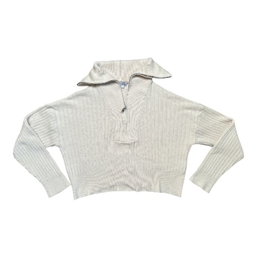 525 America Crem Rib Knit Quarter Zip Relax Fit Sweater Size M